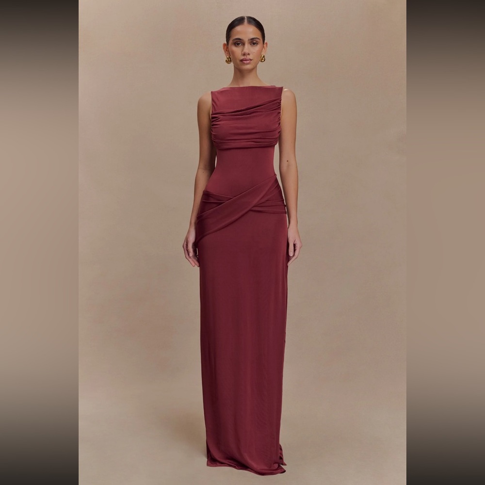 Meshki - NWT Henley Slinky Drape Maxi Dress - Wine